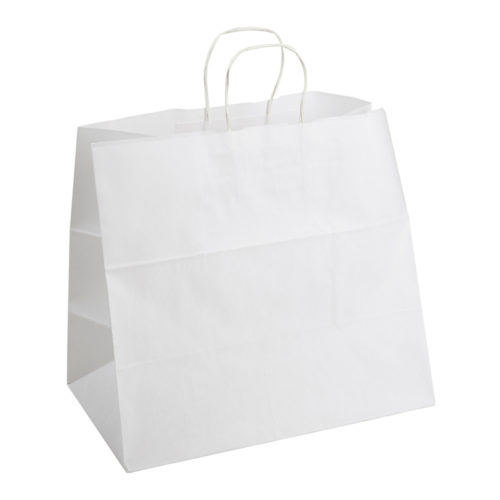 Bolsa papel con asa blanca 26+20x27 cm