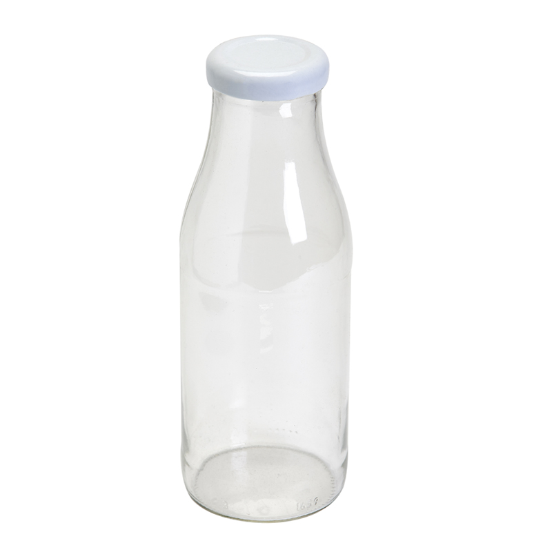 Botella transparente de cristal con dosificador blanco 250 ml