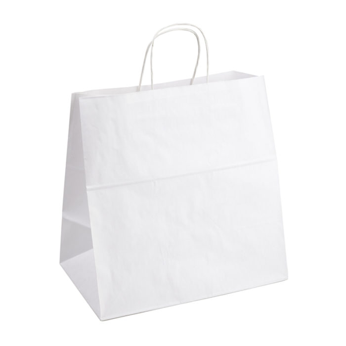 Bolsa papel con asa blanca 32+16x31 cm